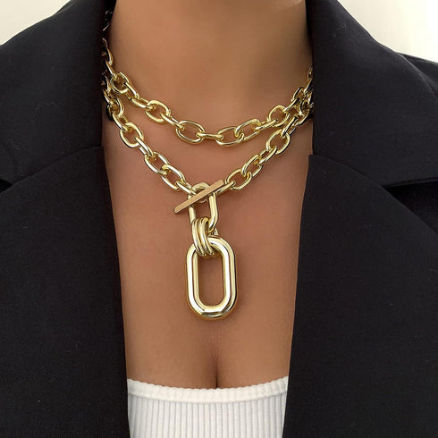 Chunky Gold Necklace Statement Necklaces for Women Layered Charm Necklace Dainty Gold Necklace Stack...