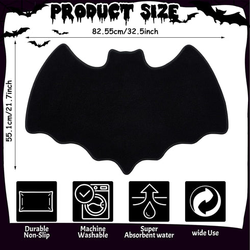 Bat Rug Halloween Rug Gothic Rug Felt Welcome Mat for Front Door Outdoor Patio Indoor, Holiday Decorative...