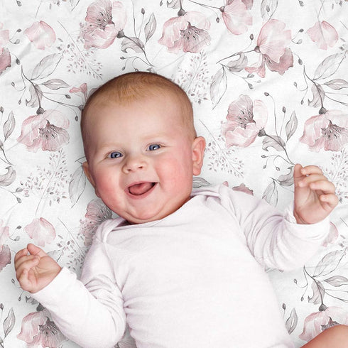 Aenne Baby, Muslin Swaddle Blanket for Girls, Infant Toddler Quilt, Swaddle Wrap for Girls, Luxurious Soft and Silky Stroller Cover, Floral Poppy ...