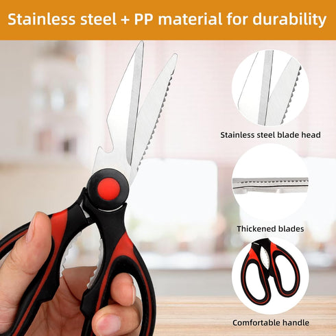Kitchen Shears Set of 2, Heavy Duty Kitchen Scissors Seafood Scissors, Stainless Steel Sharp Food Cooking Scissors for Meat, Bones, Fish, Poultry,...