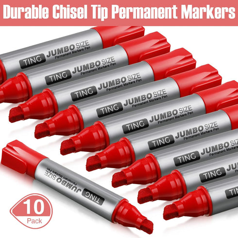 10 Pack Jumbo Permanent Markers Bulk Large Chisel Tip Permanent Markers Big Huge Poster Markers Quick Drying Markers Waterproof Markers for Office...