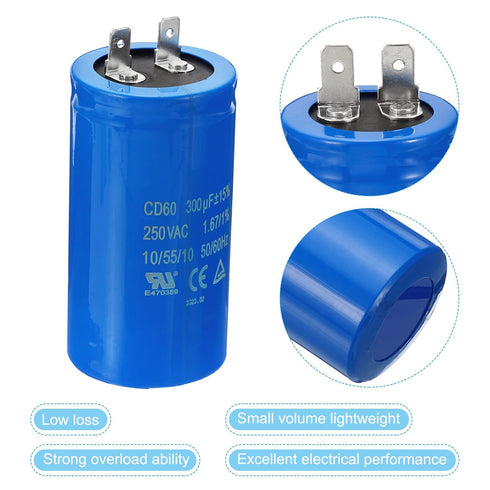 PATIKIL CD60 Run Capacitor, 300uF/MFD 250VAC 15% Tolerance 50/60Hz Motor Starting Capacitor for Air Compressor Motor Starts Running...