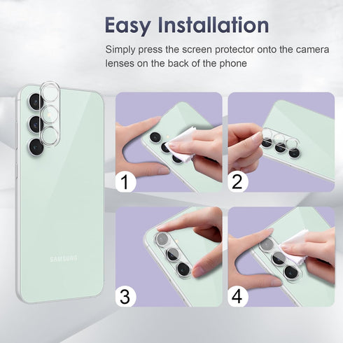 Tempered Glass Compatible with Samsung Galaxy S23 FE 5G Screen Protector 6.4'', 3 Pcs Screen Protector + 2 Pcs Camera Lens Protector, [Not for Gal...
