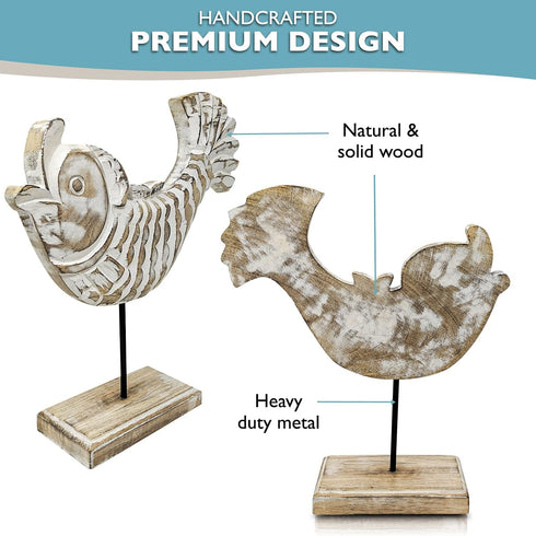 Wooden Fish Lake House Decor for Home | Handmade Beach Decoration on Base Stand for Shelves, Table, Office, Living Room, Foyer (Koi Fish)...