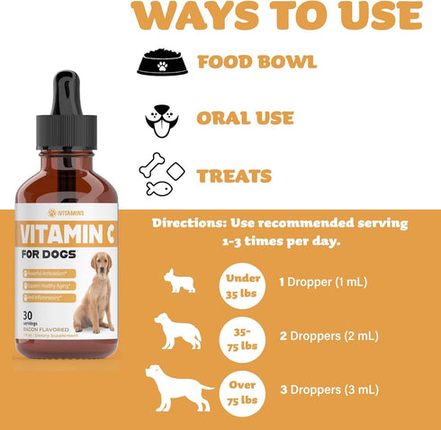 Vitamin C for Dogs | Helps with Improving Immune Health | Vitamin C for Dogs Liquid | Dog Immune Support | Dog Immune and Allergy Supplement | Dog...