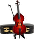 Dselvgvu Wooden Miniature Double Bass with Stand,Bow and Case Mini Contrabass Replica Mini Musical Instrument Collectible Miniature Dollhouse Mode...
