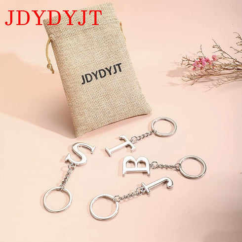 Keychain Initial Letter Key Chain Silver for Men Women Personalized Alphabet Monogram Keychain for Car Keys...