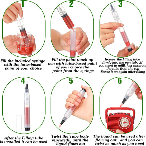 6ml Touch up Paint Pen Fillable Paint Brush Pens Clear Furniture Pen Press Wall Painting Supplies Cabinet Paint Kit for Wall Wood Repair (10)...