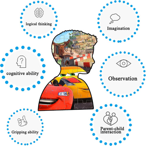 LELEMON Cars 100 Pieces Jigsaw Puzzles for Kids Ages 4-8 Lightning Puzzles in Metal Box, Children Learning Educational Puzzles for Boys and Girls...