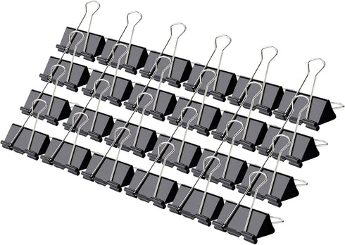 Medium Binder Clips and Paper Clips (24 Pcs) 1.25 Inch,Black Metal Medium Paper Clamps for Office, Home, School...