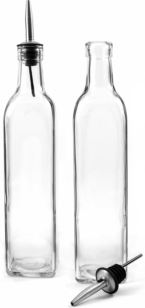 Anchor Hocking 16 oz Oil and Vinegar Glass Bottle with Stainless Steel Spout, Set of 2...