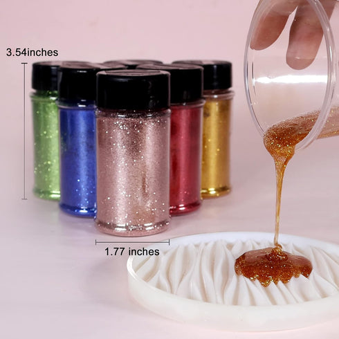 Renfio Ultra Fine Glitter Powder Metallic Resin Glitter 2.11 Oz (60g) PET Flakes Crafts Sequins 1/128" 0.008" 0.2mm Epoxy Chips Flakes for Tumbler...