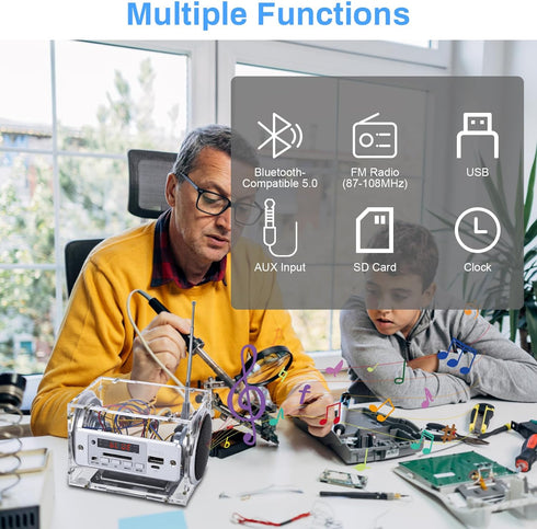 ICStation DIY Bluetooth-Compatible Speaker Kit, Soldering Practice Kit with Rechargeable Battery Mini Home Outdoor Stereo Sound Amplifier,USB, AUX...