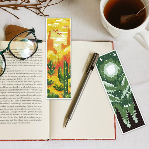 6pcs Scenery Cross Stitch Bookmark Kit DIY Beach Stamped Embroidery Bookmark Kits 8x2.4" Mountain Needlepoint Bookmark Kit with Instruction Aurora...