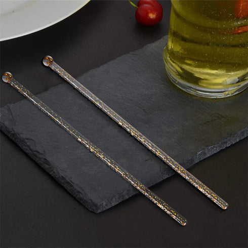 Aboat 120 Pieces 7.3 Inch Plastic Round Top Swizzle Sticks, Gold...