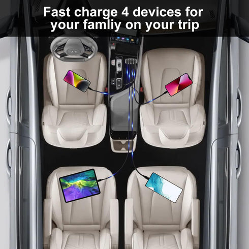 Car Charger Adapter, 4 Ports Multi USB Car Charger, QC 3.0 Fast Car Phone Charger Compatible with all Smartphone.Black...