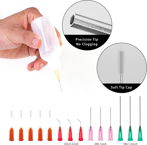 50ml Precision Tip Applicator Bottle, with Blunt Tip Needle and Cap, 18G 20G 25G Needle Tip Squeeze Bottle, Oil Dropper Bottle, Glue Bottles with ...