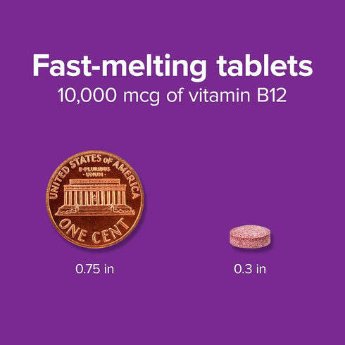 Webber Naturals Vitamin B12 10,000 mcg Ultra Strength, 40 Count, Fast-Melting Tablets, Supports Energy Metabolism, Immune and Heart Health, Gluten...