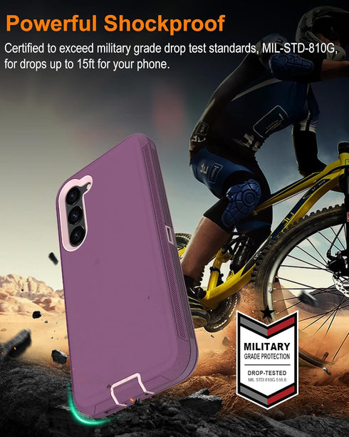 for Samsung Galaxy S23-Plus Case, with Screen Protector, Dust-Proof Port Cover, Full-Body Silicone Rubber Phone Case, Military Grade Drop-Proof Sh...
