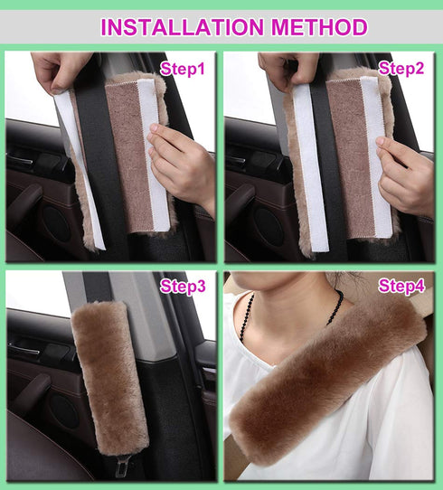 Soft Faux Car Seat Belt Cover Pad,Car Safety Seat Belt Strap Shoulder Pad for Adults and Children,Suitable for Car Seat Belt,Backpack,Shoulder Bag...