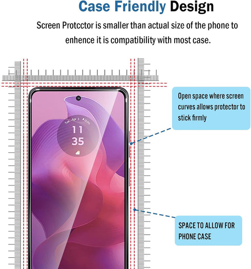 2 Pack Compatible with Moto G24/G24 Power/G04/G04s/Moto E14 Screen Protector,Full Coverage 9H Tempered Glass Film,HD Clear Scratch Resistant,Bubbl...