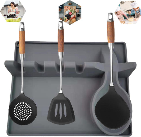 XIAOLIUYI 1Pack Premium Silicone Spoon Rest - large spoon rest, silicone utensil rest,spoon rest for stove top...