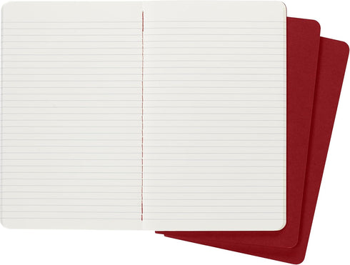 Moleskine Cahier Journal, Soft Cover, Large (5" x 8.25") Ruled/Lined, Cranberry Red, 80 Pages (Set of 3)...