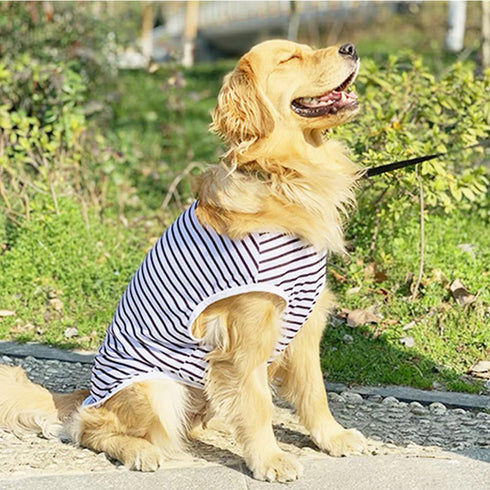 ANIAC Summer Dog Shirt for Medium Dog Girl Boy Striped Dog T-Shirt White Basic Tank Top Sleeveless Doggy Vest Spring Pet Clothes for Dog (White, 5...