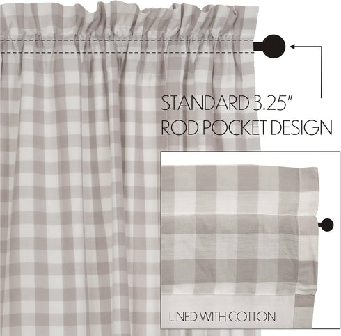 VHC Brands Annie Buffalo Check Farmhouse Kitchen Window Curtains- Lined Valance, 16x72, White &Grey...