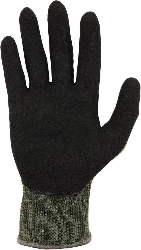 Ergodyne ProFlex 7042 Cut Resistant Work Gloves, ANSI A4, Contact Heat Resistant, Sandy Nitrile Coated Palms, 18g Aramid, Green, Large US...