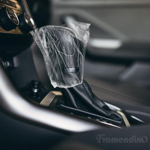 Framendino, 100 Pack Disposable Steering Wheel Covers and 100 Pack Disposable Gearbox Covers with Elastic Decorative Strips Used for Car Protectio...