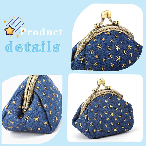 iSuperb Coin Purse Coin Bag Star Pouch Kiss-Lock Change Purse Small Wallets Coin Pouch for Women (Navy blue)...