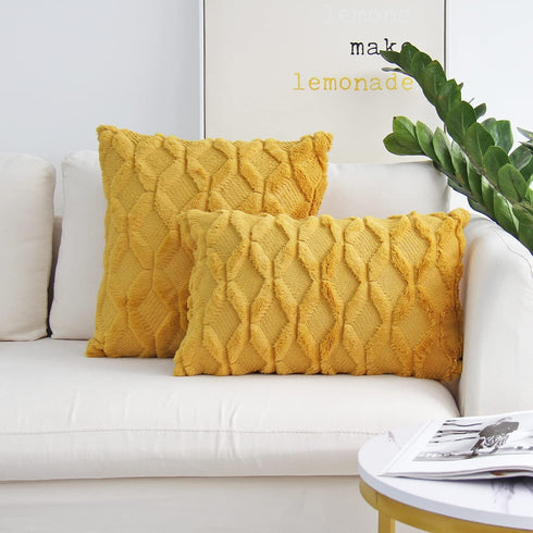 JOJUSIS Plush Short Wool Velvet Decorative Throw Pillow Covers Luxury Style Cushion Case Faux Fur Pillowcases for Sofa Bedroom Pack of 2 18 x 18 I...