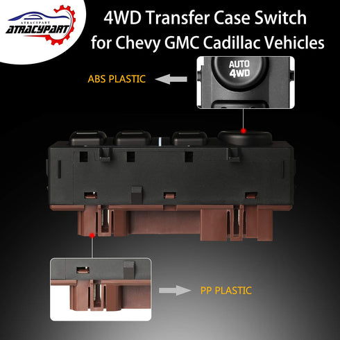 4x4 Switch 4WD Wheel Drive Switch for | 2003-2007 Chevy Silverado Suburban Avalanche Tahoe, GMC Sierra Yukon, Cadillac Escalade | Replaces OE# 192...