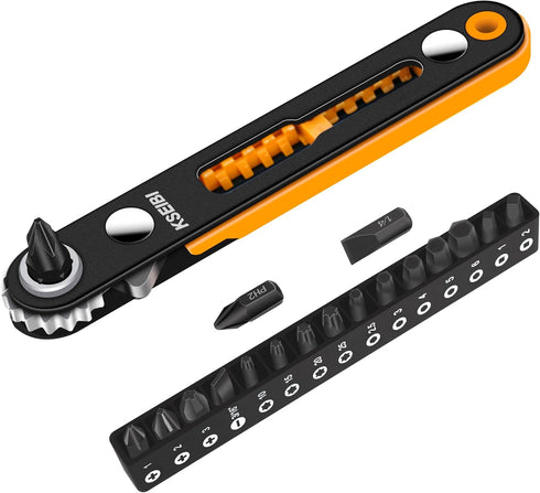 KSEIBI 181787 Mini Ratchet Wrench Set 18-Piece | 1/4" Drive, Slim Profile with Durable Right Angle Screwdriver Bits | Versatile & Compact Tool Kit...