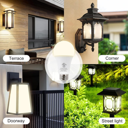 JackonLux Dusk to Dawn Light Bulbs Outdoor Led Light Bulbs with Dusk to Dawn Sensor Outdoor Light Bulb for Garage Porch Outdoor Lighting Smart Lig...