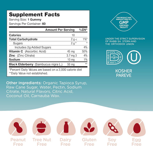 Zahler - Chapter One Immune Support Gummies for Kids with Vitamins C, Zinc & Black Elderberry (60 Flavored Gummies) Kosher Immunity Vitamin C & El...