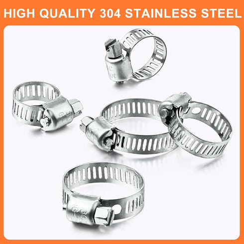 40PCS Hose Clamps, Camtek Stainless Steel Adjustable 6-29mm Range Worm Gear Hose Clamp Duct Clamp Pipe Clamp Fuel Line Clamp for Plumbing, Automot...