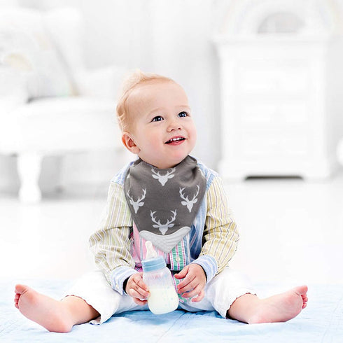 Giftty BabyBandana Bibs with Teething Corner, Teething Bib, BPA-Free Silicone Teether and Adjustable Snap for Baby Boys, (Black Forest, 5-Pack)...