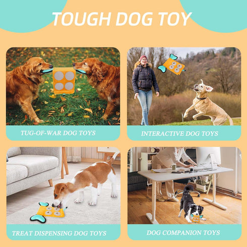 Dog Squeaky Toy, Indestructible Plush and Nylon Fabric Dog Puzzle Toy, Interactive Dog Toys...