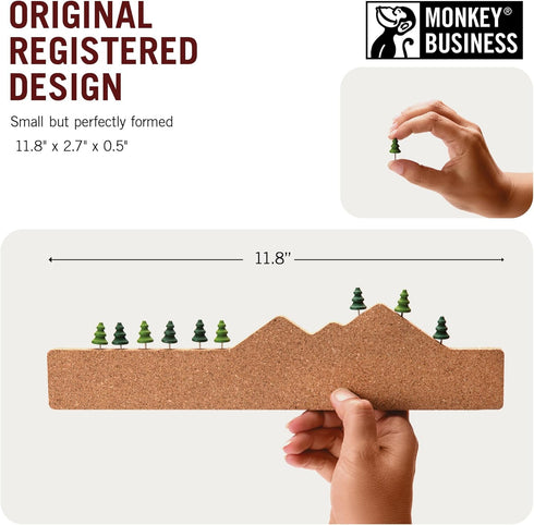 Monkey Business Memo Mountain Cork Board Strip - Corkboard Pin Board with Mountain Scene Pushpins, Office Accessories, Cute Cork Boards for Walls...