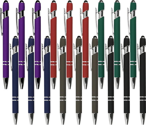 Ballpoint Pen with Stylus Tip, Soft Touch Click Metal Pen, 1.0mm Medium Point, Black Ink, 18 Count(6 Colors)......