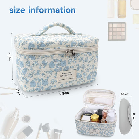 Travel Makeup Bag, Large Makeup Bag & Silicone Makeup Brush Bag Organizer Makeup Travel Bag Cosmetic Toiletry Bag with Handle Travel Essentials fo...