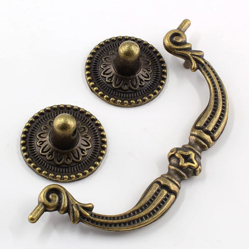 4Pcs 3.75 Inch Hole Center Vintage Drop Bail Drawer Pull Handles, Antique Bronze Cabinet Pulls with Screws for Furniture, Kitchen, Wardrobe, Cupbo...