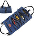 Roll Up Tool Bag, 16OZ Canvas Wrench Roll Up Pouch Multi-Purpose Tool Roll Organize, 5 Zippered Tool Pockets (Blue)...