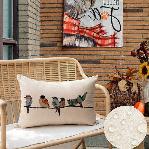 RABUSOFA Outdoor Pillow Covers Waterproof 12x20,Outdoor Bird Lumbar Throw Pillow Cases Small Decorative Pillows for Couch Patio Furniture Polyeste...