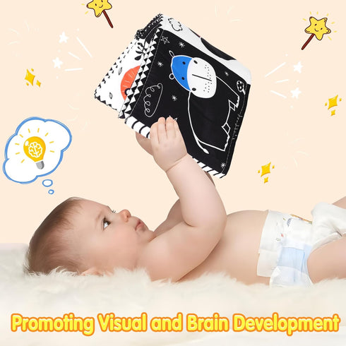 Newborn Toys Black and White High Contrast Baby Toys for 0-6, 6-12 Months, Early Education Baby Book with Numbers, Weather and Animals Signs, Tumm...