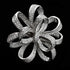 Vintage Silver Tone Micro Pave Crystal Floral Shaped Ribbon Brooch Wedding Pin Jewelry...