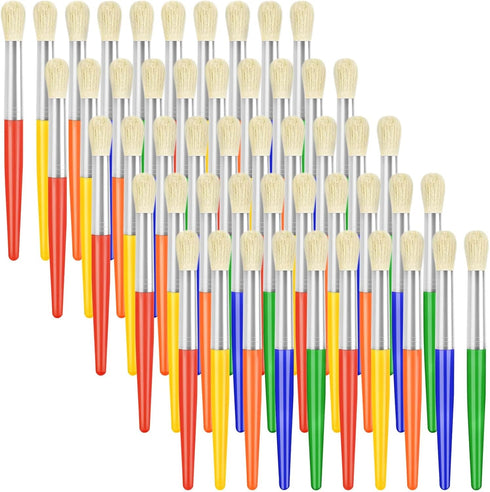 50Pcs Paint Brushes, Anezus Round Paint Brushes for Kids Classroom Toddlers Paint Brush Set for Touch Up Preschool Daycare Washable Acrylic Paint ...