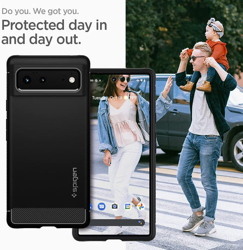 Spigen Rugged Armor Designed for Google Pixel 6 Case (2021) - Matte Black...